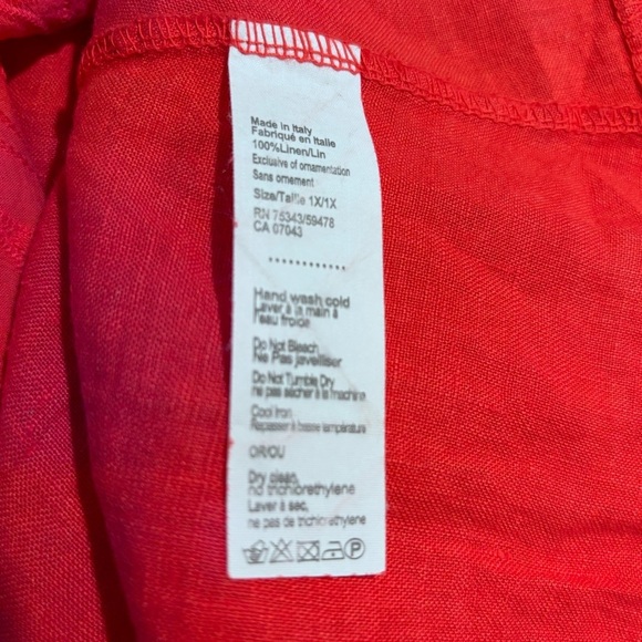 ROSEMARINE Sz 1X Dress 100% Linen Round Neck Sheath pockets Eyelet Hem Unlined - Picture 10 of 11